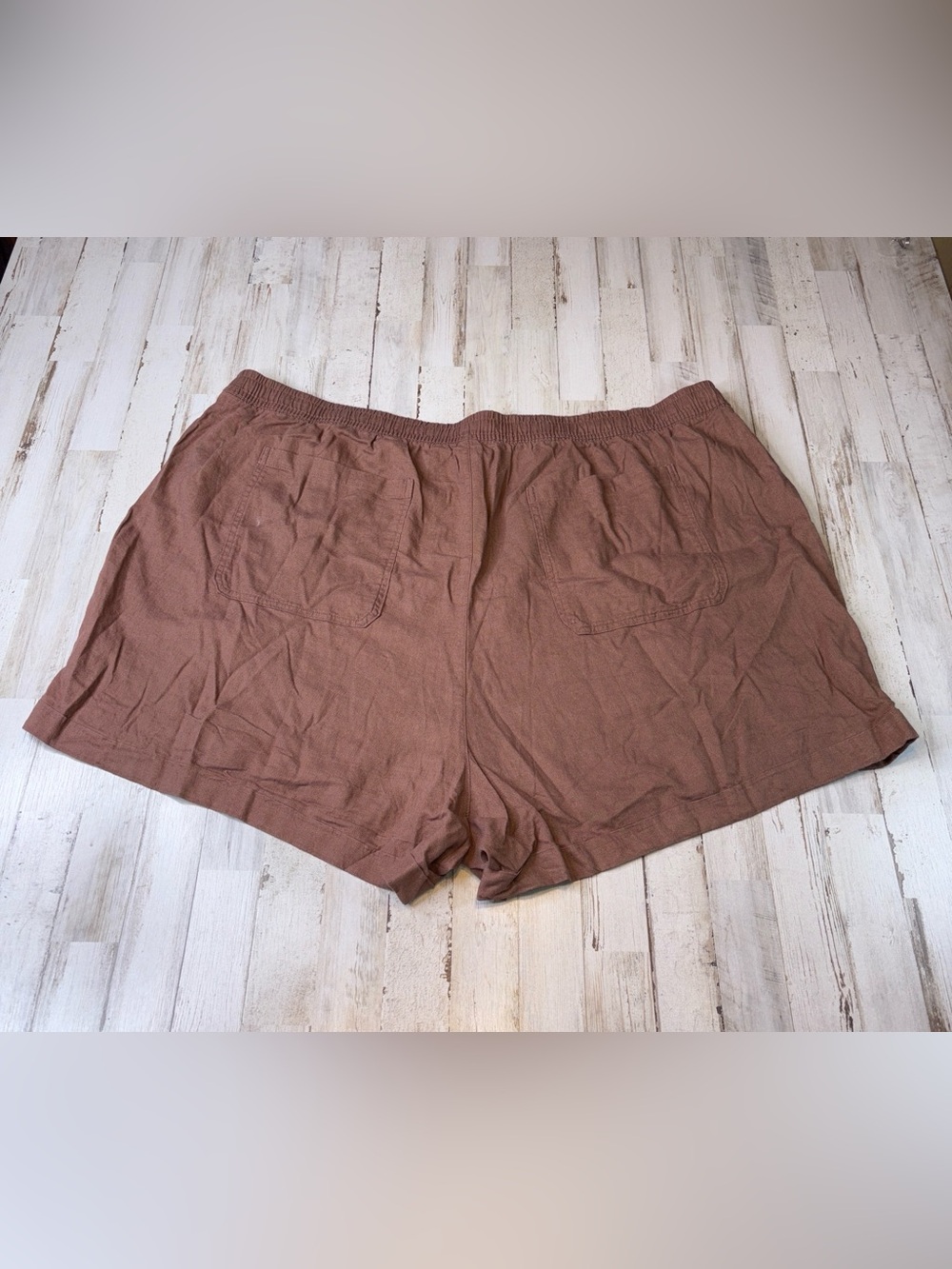 Old Navy Linen Brown Strawstring-Elastic-Waist Causal Shorts Plus Size 4X - Picture 10 of 15